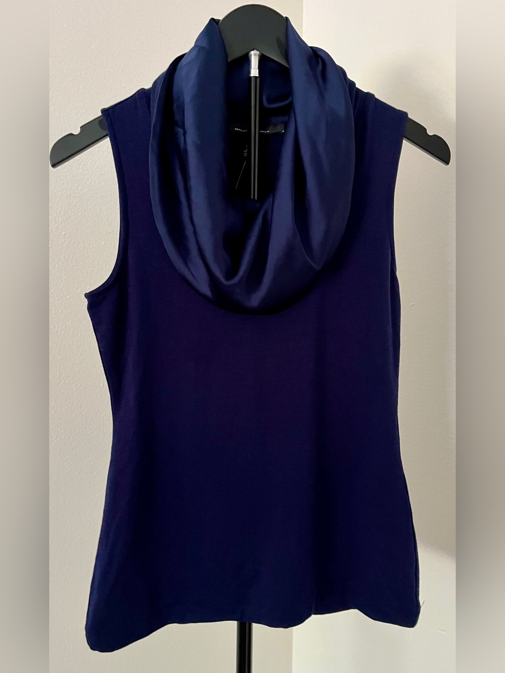 White House Black Market Navy Sleeveless Cowl Neck Tank